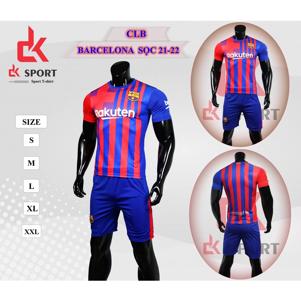 Bộ Quần Áo thể thao, bóng đá CLB Barca mùa 2021 -2022, vải cao cấp chất lượng, thấm hút mồ hôi, thoát nhiệt nhanh.