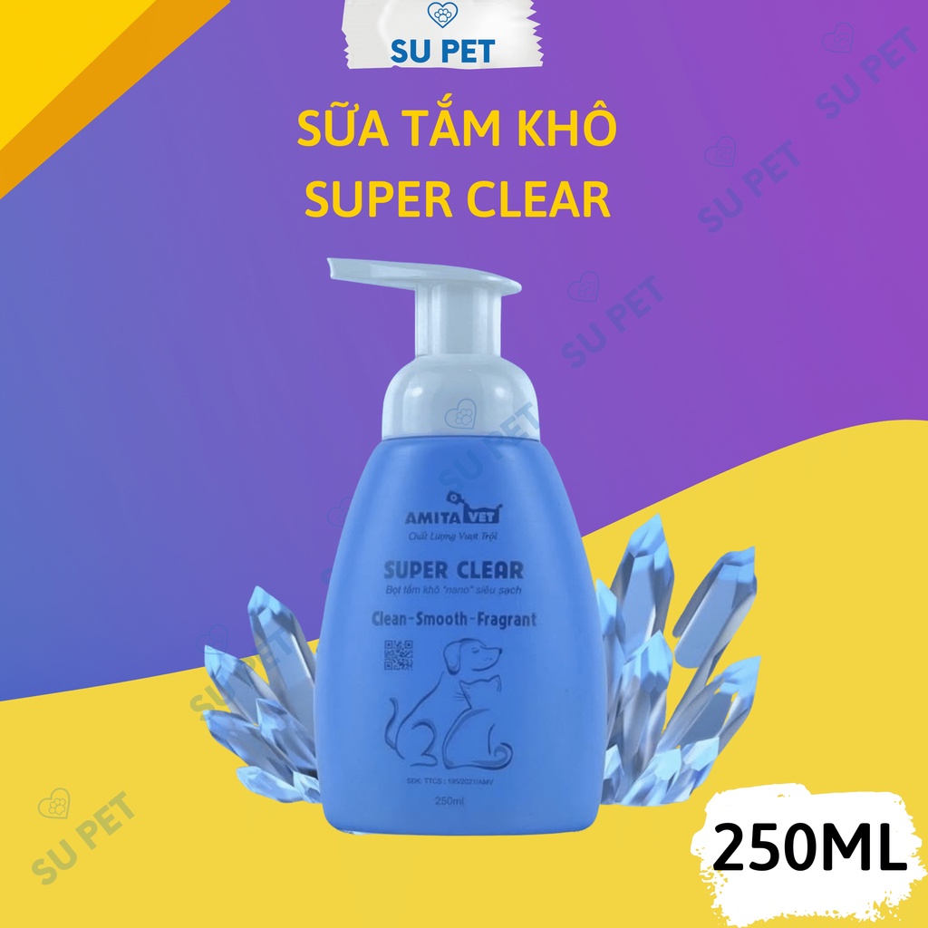 Sữa tắm khô Super Clearr dành cho chó mèo - Tặng kèm gói Canxi