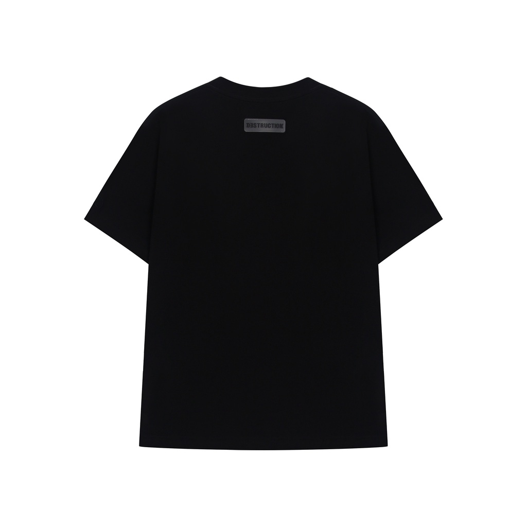 Áo thun local brand Destruction in hoạ tiết logo đơn giản màu trắng đen, cổ tròn, cotton