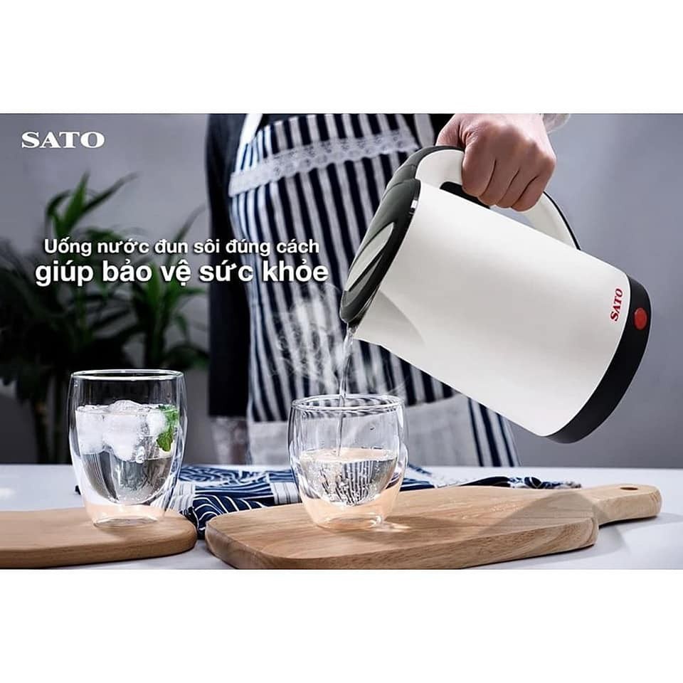 Ấm siêu tốc SATO 17ST72 dung tích 1.8L công nghệ Nhật Bản - hàng chính hãng, bảo hành 12 tháng