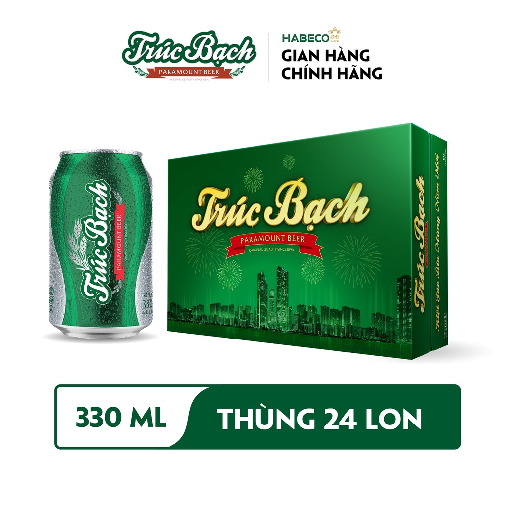 Hỏa Tốc TP Hà Nội - Thùng 24 lon Bia Trúc Bạch - HABECO (330ml/lon) - Phiên bản Tết