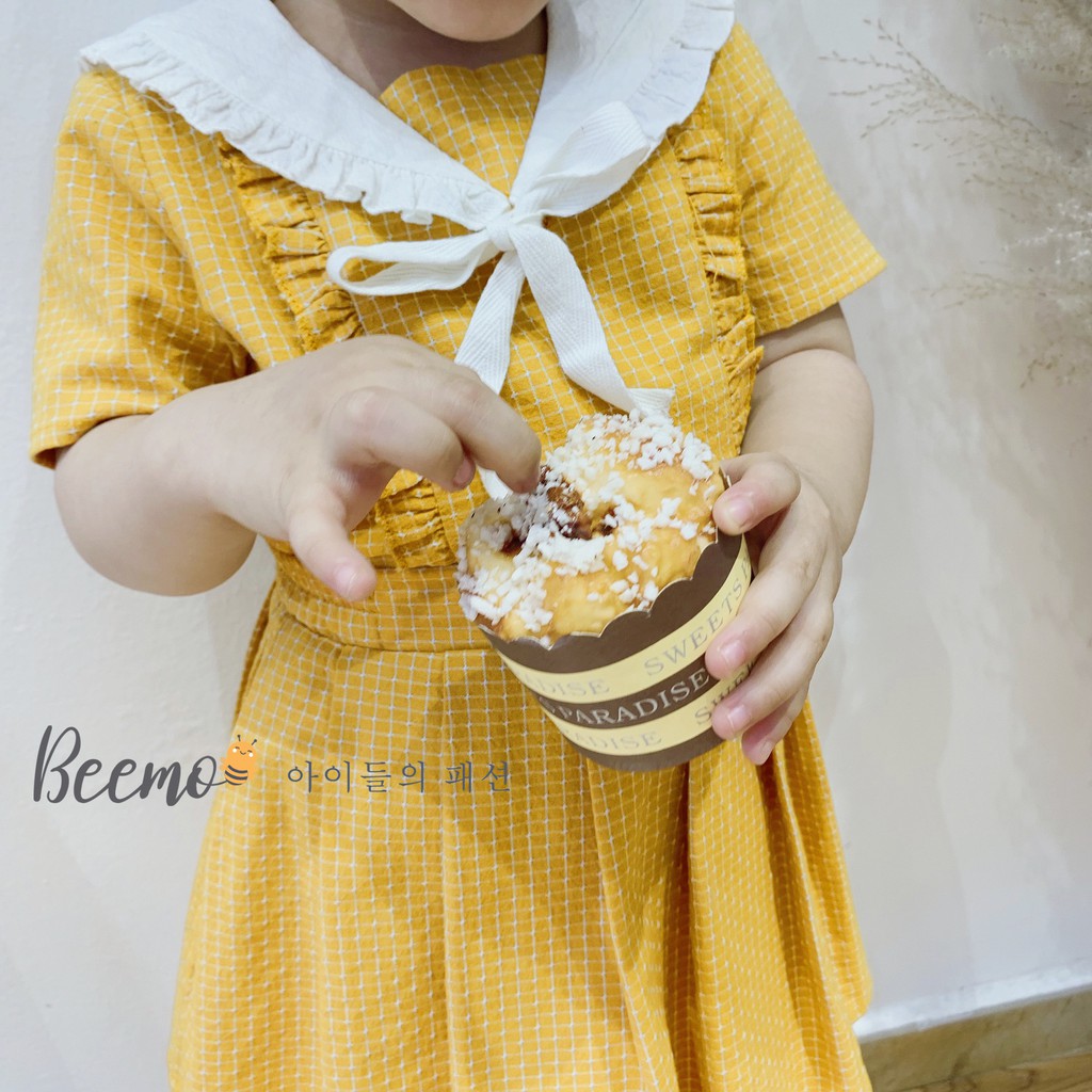 Váy cho bé gái GELU KIDS kẻ thô chất liệu thô mềm phong cách Hàn Quốc - SBG003