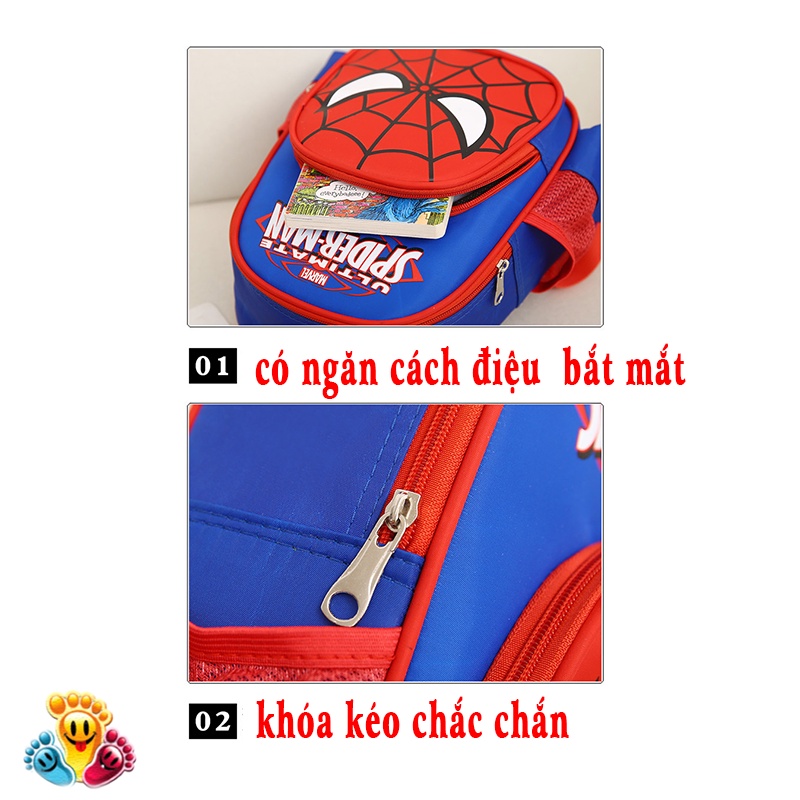 Balo cho bé trai và bé gái mẫu giáo in hình siêu nhân patman elsa người nhện màu đỏ E91
