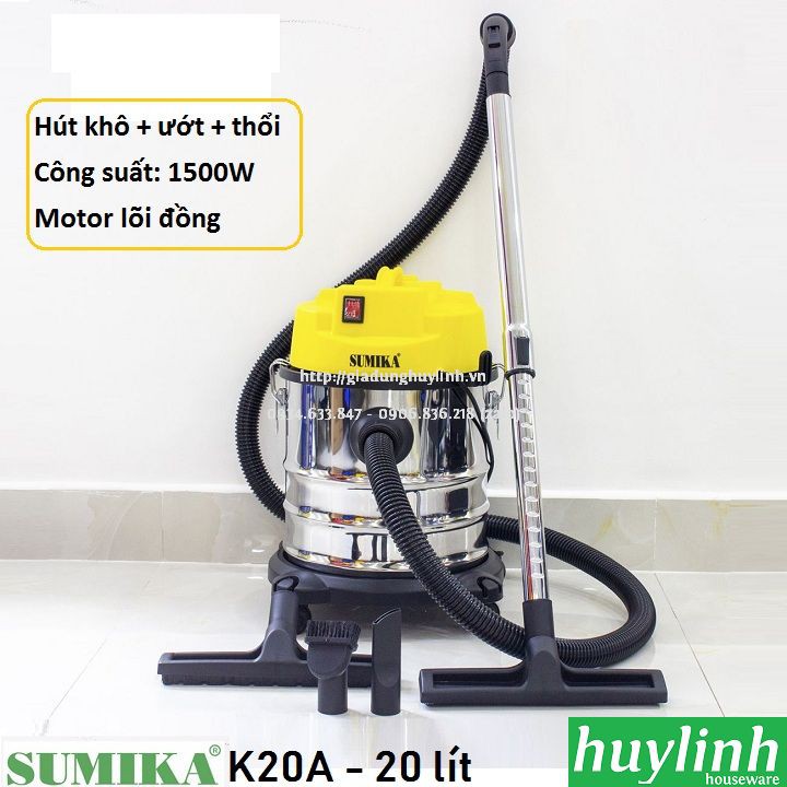 Máy hút bụi Sumika K20A - 20 lít - Hút khô + hút ướt + thổi bụi