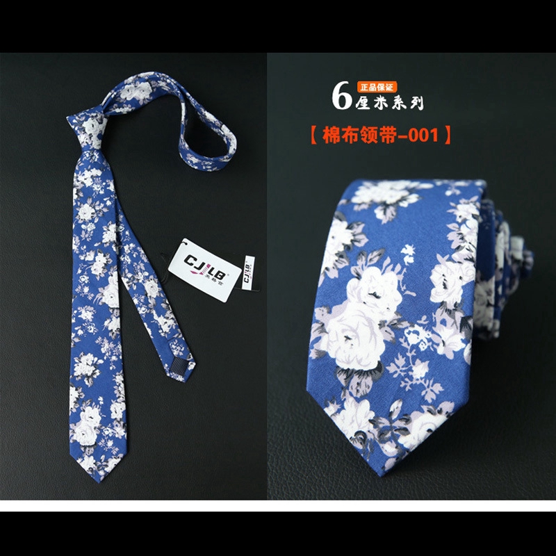 Cà vạt EFAN cotton họa tiết hoa thời trang rộng 6cm dành cho nam