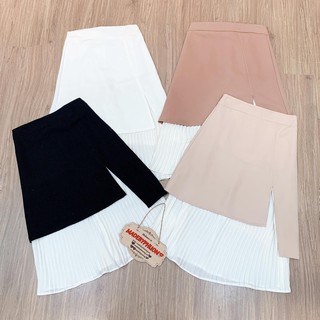 Chân váy midi phối màu xếp ly