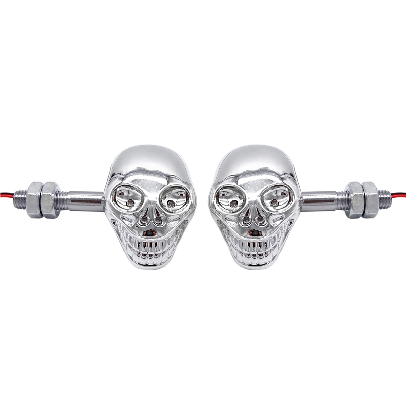 1 Cặp Đèn Tín Hiệu Xe Máy Hình Đầu Lâu Trắng / Đen 12v