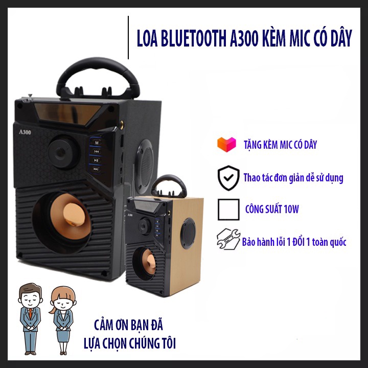 Loa Bluetooth Kèm Micro, Loa Hát Karaoke Kết Nối Điện Thoại, Loa Công Suất Lớn, Loa A300 Hozito Cao Cấp Version 2021