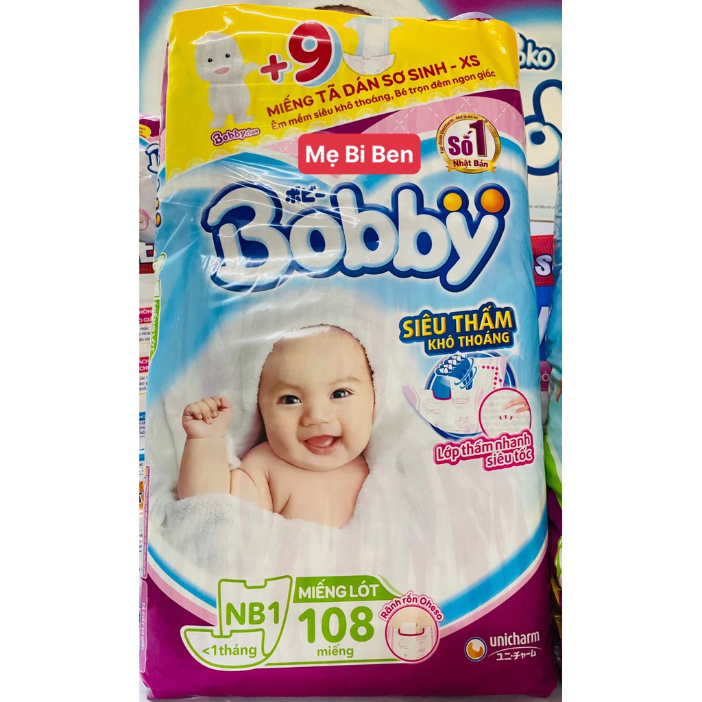 [GIÁ SỈ THÙNG] Miếng Lót Sơ Sinh Bobby NewBorn 1 28/64/108 miếng dành cho bé dưới 1 tháng tuổi