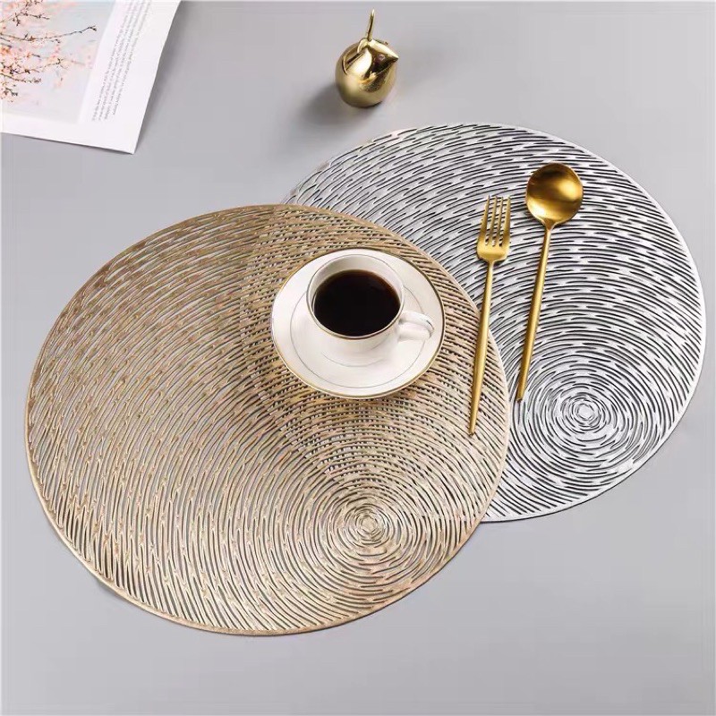 Tấm lót phần ăn tròn, lót lọ hoa, trang trí, placemat, nhựa dẻo, màu bạc, chất lượng tốt, giá rẻ. | BigBuy360 - bigbuy360.vn