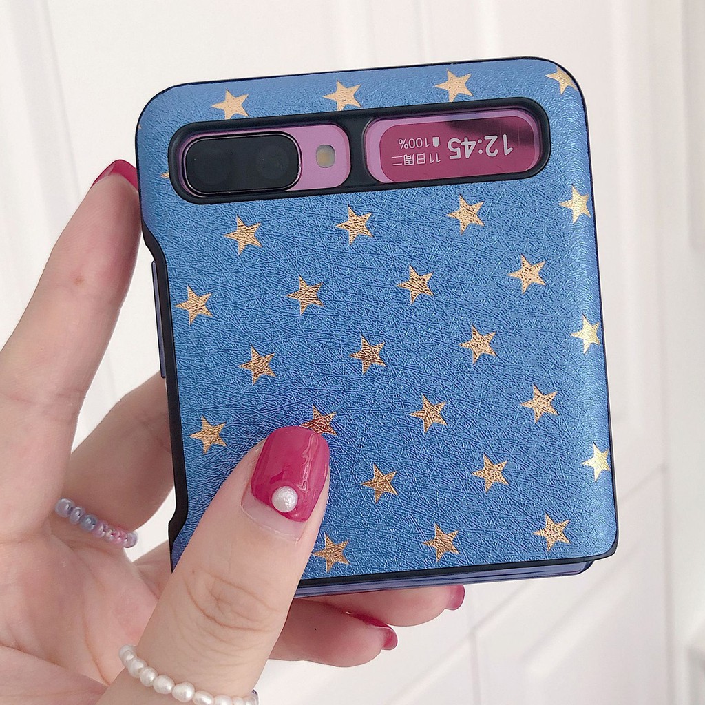 Ốp điện thoại da mỏng họa tiết bầu trời sao lấp lánh thời trang cho Samsung Galaxy Z Flip F7000 | BigBuy360 - bigbuy360.vn