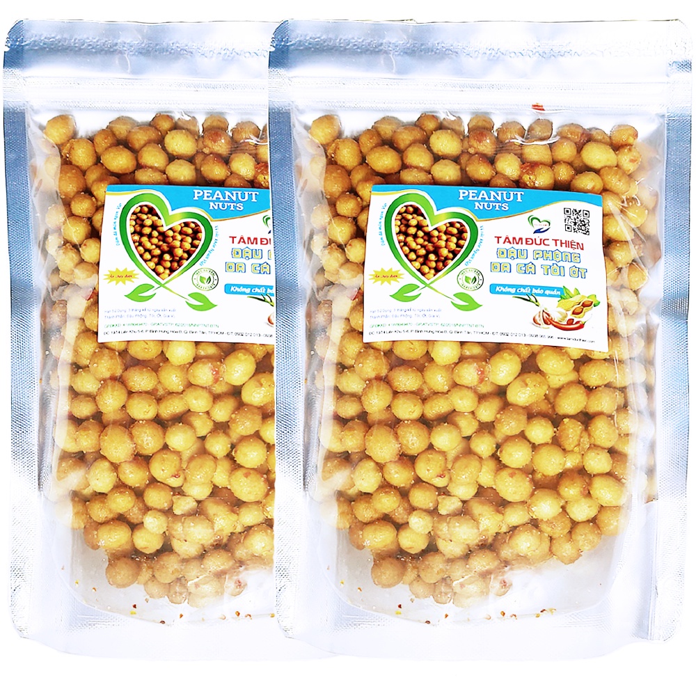 [Mã BMBAU50 giảm 7% đơn 99K] Combo 1KG Đậu Phộng Da Cá Rang Tỏi Ớt Tâm Đức Thiện (2 x Túi 500GR) đồ ăn vặt