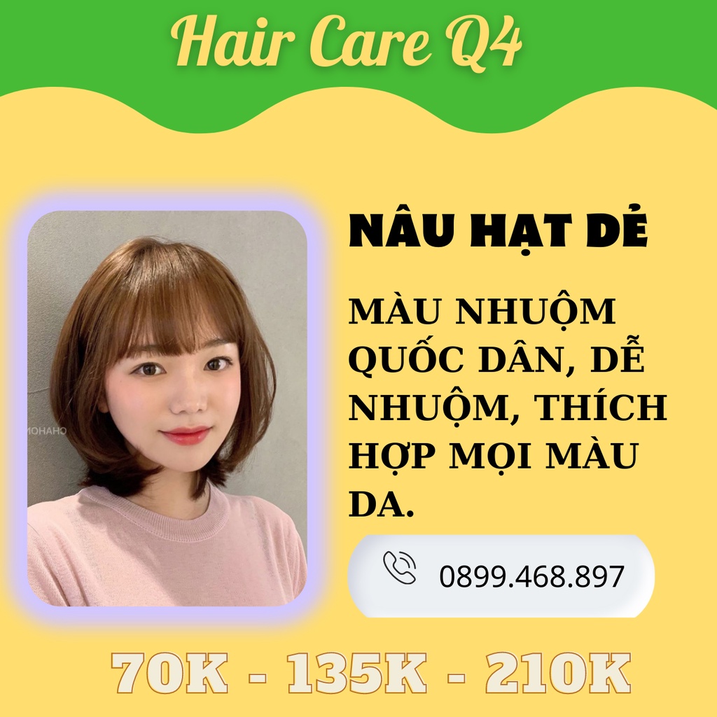 Thuốc nhuộm tóc thảo dược màu nâu vàng nhạt, Nâu hạt dẻ không tẩy ( tông  vàng ) - Hair CAre Q4