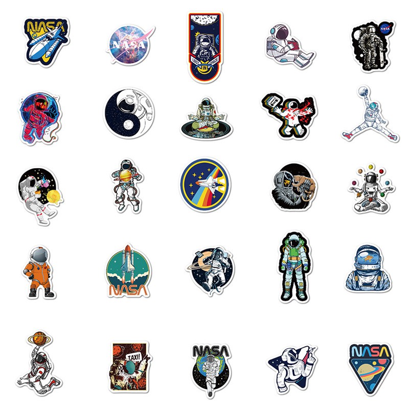 Bộ 50 Hình Dán Phi Hành Gia Chống Thấm Nước Độc Đáo
