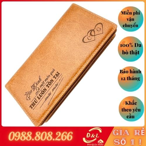Ví nữ đẹp dáng dài cầm tay khắc theo yêu cầu khách hàng.Ví da nữ được làm bằng 100% da bò thật và được bảo hành 24 tháng