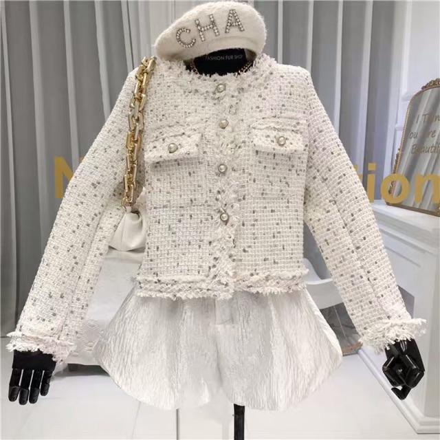 ÁO KHOÁC DẠ TWEED DÁNG NGẮN ( kèm hình thật )