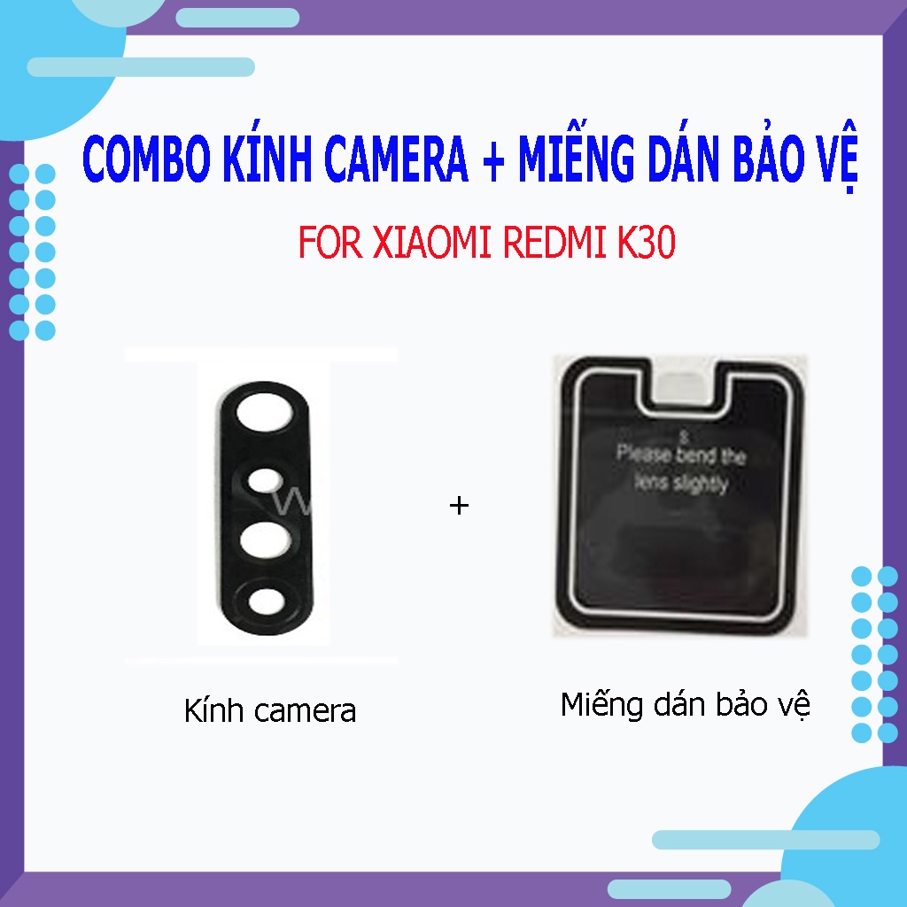 Kính camera sau Xiaomi Redmi K30 - Tặng kèm miếng dán bảo vệ