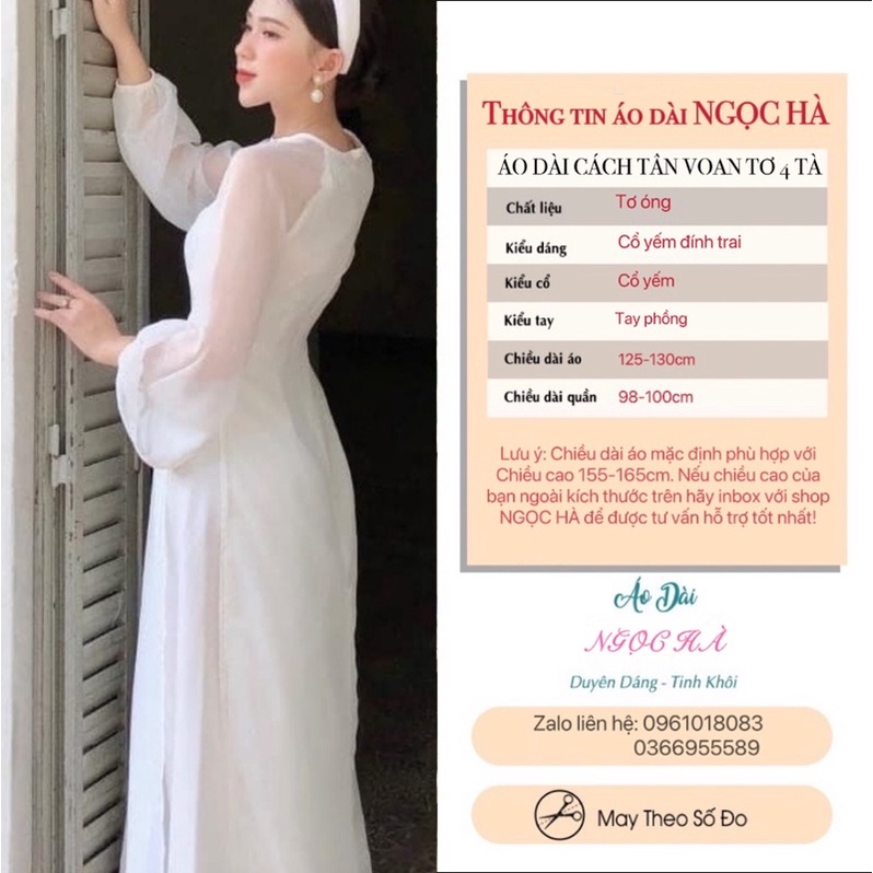 ÁO DÀI CÁCH TÂN NỮ CỔ YẾM ĐÍNG NGỌC TRAI 4 TÀ LÓT LỤA