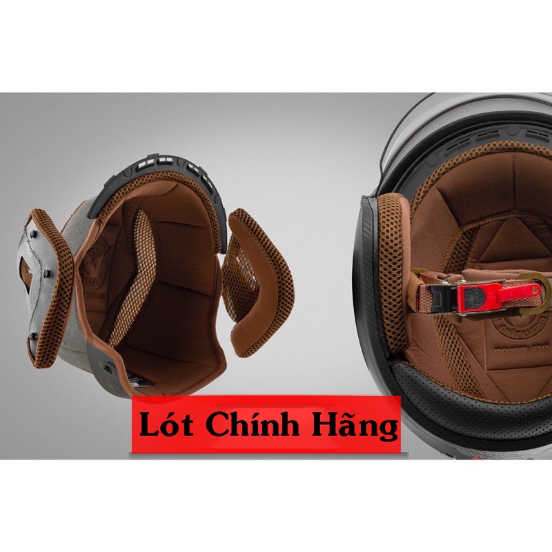 Bộ lót thay mũ bảo hiểm 3/4 Royal kính âm M139 (2 ốp tai và 1 lót) - Lót cúc bấm nhựa đời mới
