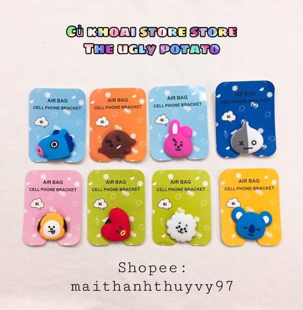 [BT21] Giá đỡ điện thoại Tata Cooky Roya Shooky Mang RJ BTS có đèn