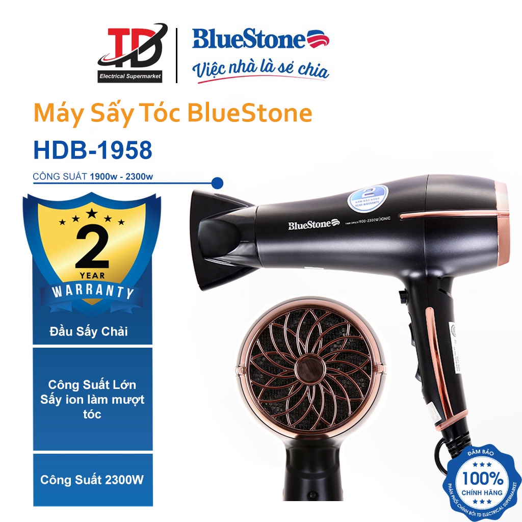 Máy sấy tóc Bluestone HDB-1958, Công Suất 2300W, Bảo Hành Chính Hãng 2 Năm