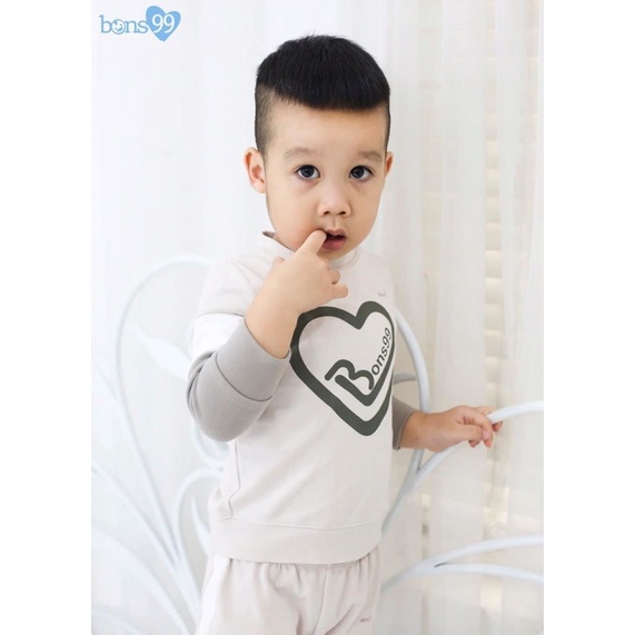 Bộ đồ dài chất nỉ ấm và mềm mại hãng BONS99 cho bé trai bé gái