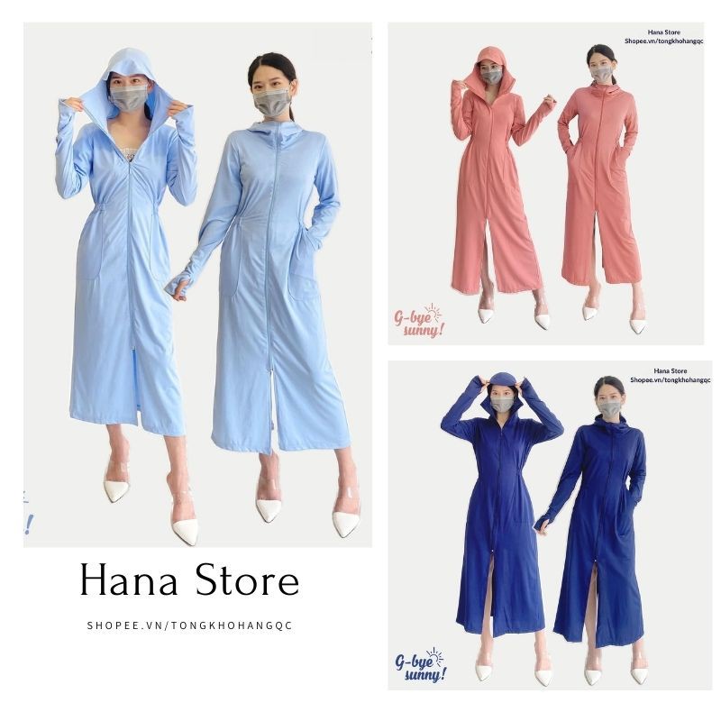 66HOAN15K12H_Hoàn 15k đơn 99k_Áo Chống Nắng Toàn Thân Nữ ❤️ Hana Store -❤️ Áo khoác chống nắng dáng dài xỏ tay - Hàng mớ