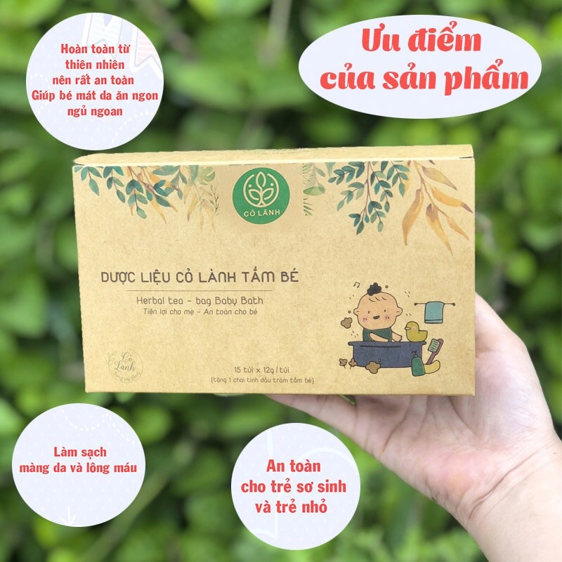 Dược liệu tắm bé Cỏ Lành 250G - Giúp làm sạch, mát da em bé, giúp da mềm mại, nhẵn mịn, thơm lâu