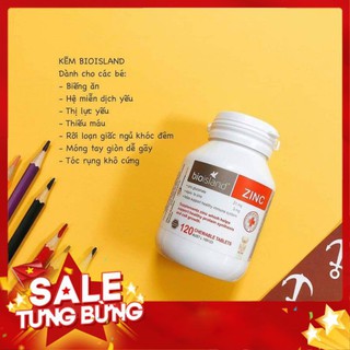Viên bổ sung kẽm Zinc Bioisland 120 viên cho bé từ 1 tuổi - xuất xứ Úc