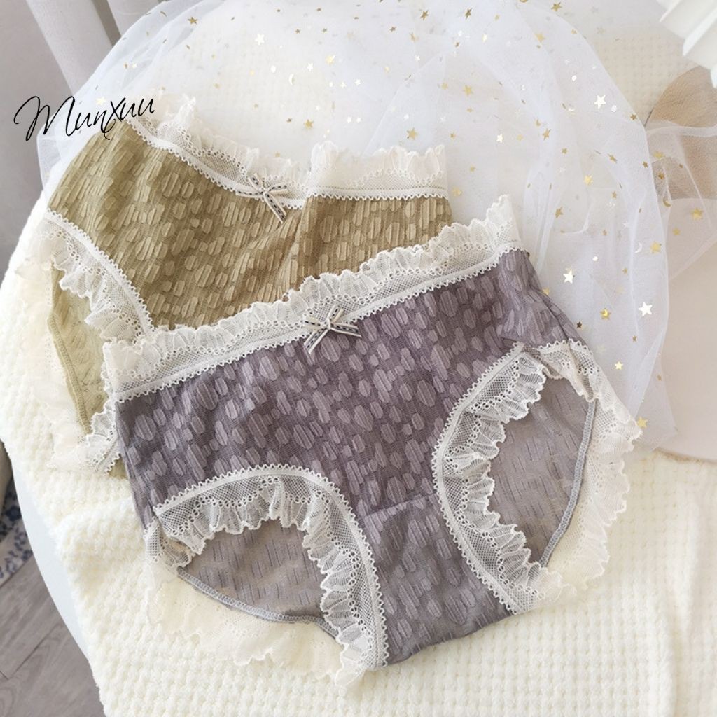 Quần lót nữ ren cao cấp MUNXUU màu pastel ngọt ngào nữ tính, chất liệu mềm mại an toàn kháng khuẩn - QC75