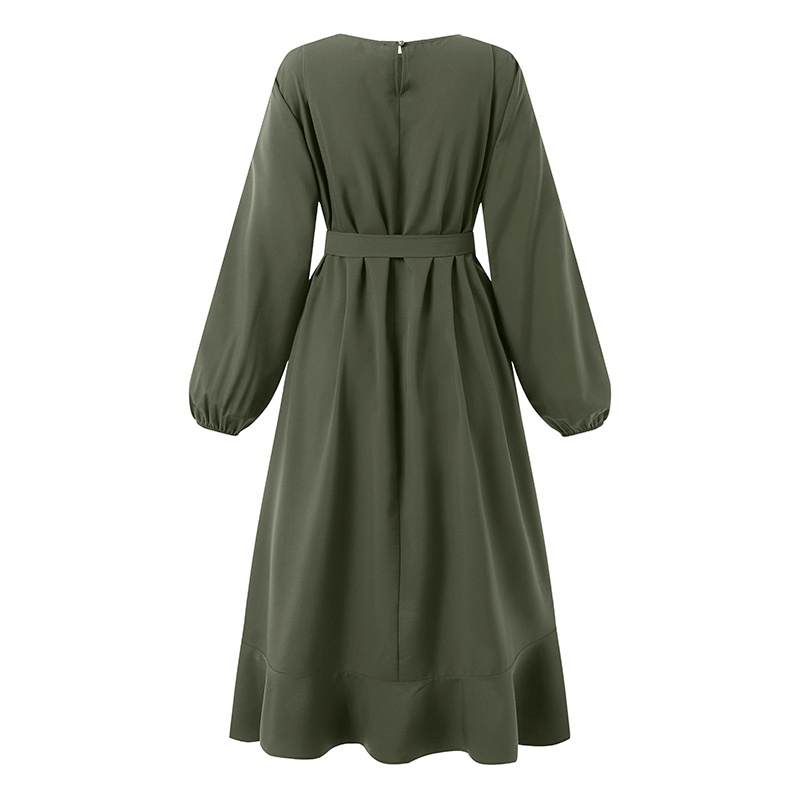 Đầm maxi ZANZEA tay dài cổ tròn màu trơn thời trang cho nữ