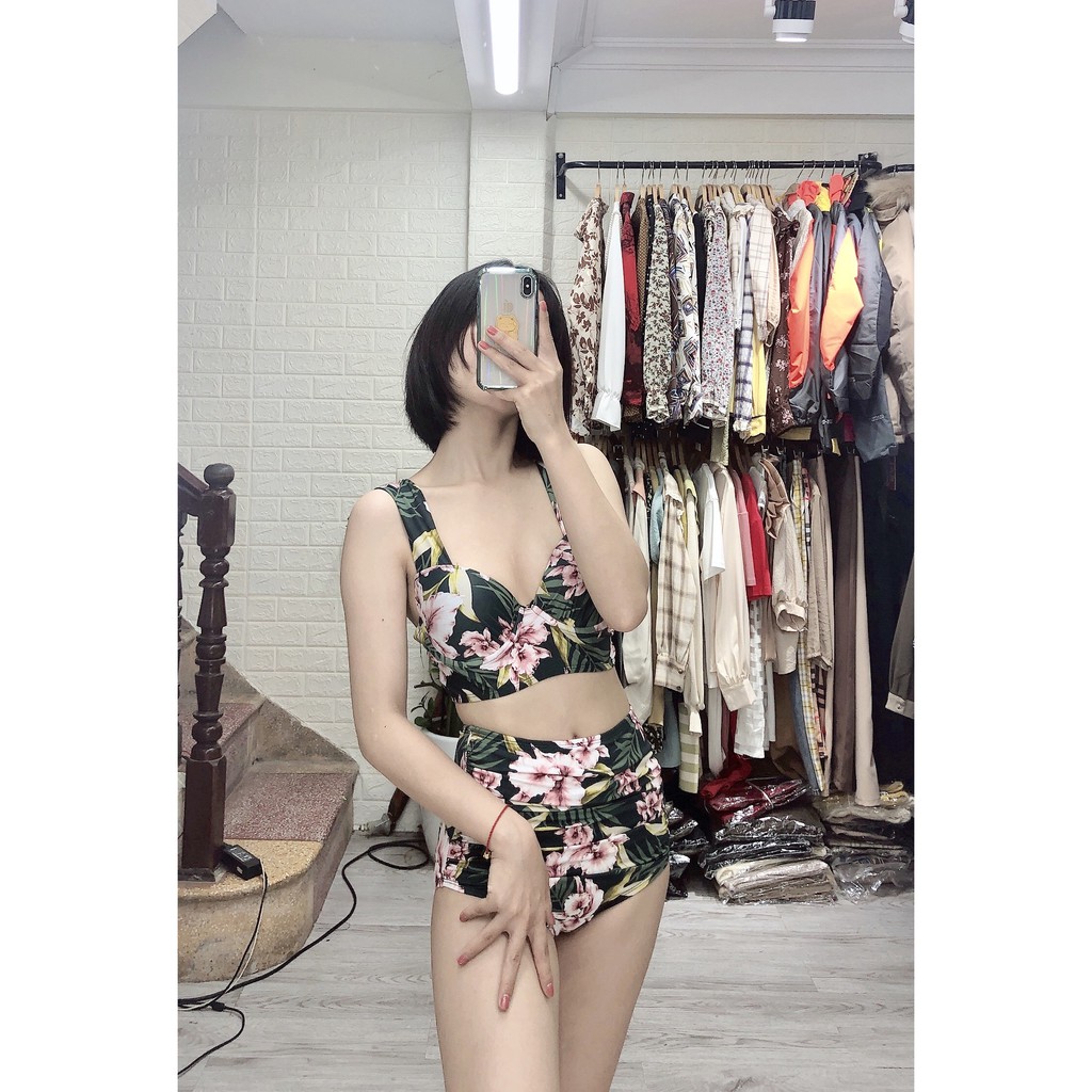 Bikini hai mảnh lá cọ cạp cao đẹp mặc đi biển đi bơi ( Hàng loại 1)