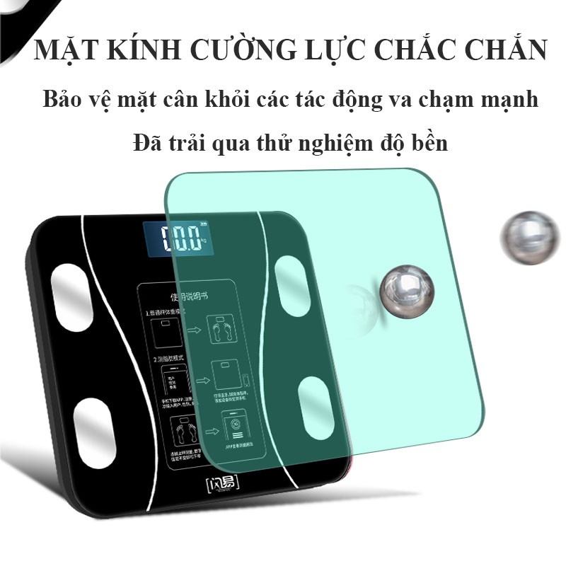 Cân Điện Tử Thông Minh Kết Nối Bluetooth Đo Chỉ Số Cơ Thể Phân Tích Lượng Mỡ Cơ Thể Cân Đo Sức Khỏe Dùng Sạc USB VT268