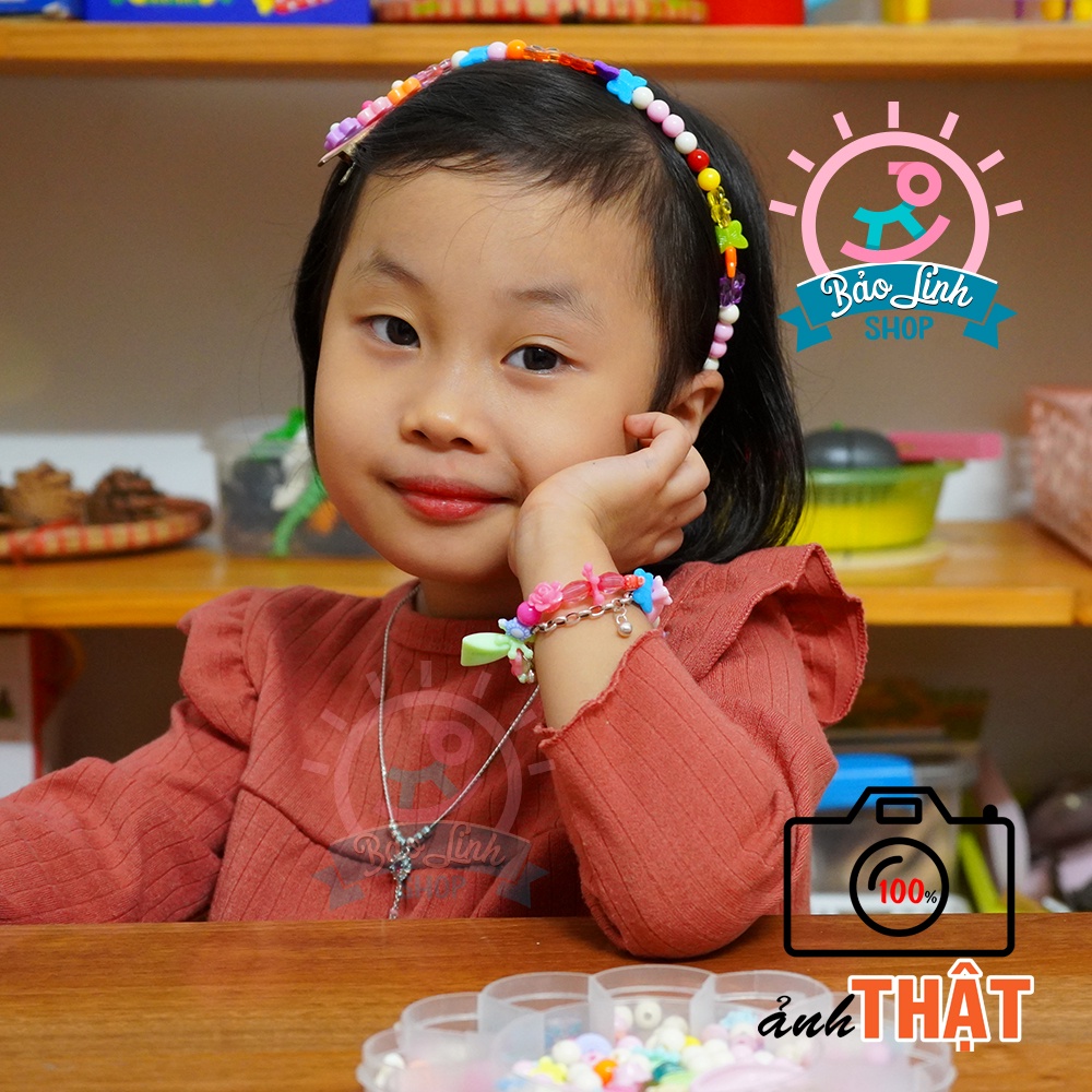 Đồ chơi xâu hạt vòng công chúa cho bé gái 3-6 tuổi tự làm trang sức CỰC XINH, rèn tập trung, phát triển tư duy sáng tạo