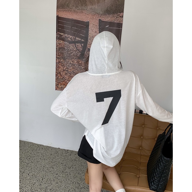 Áo Thun Nữ Tay Dài Có Nón In Chữ Thời Trang