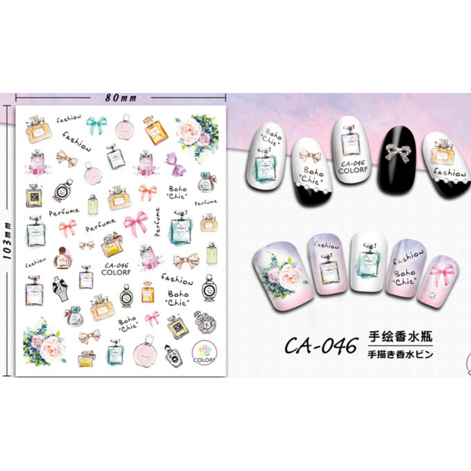 sticker dán móng hình nước hoa