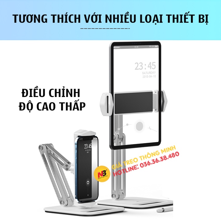 Giá đỡ Ipad Iphone Galaxy Tab P47 dạng kẹp máy tính bảng tablet xoay 360 độ - Chuyên dụng cho học sinh học Online