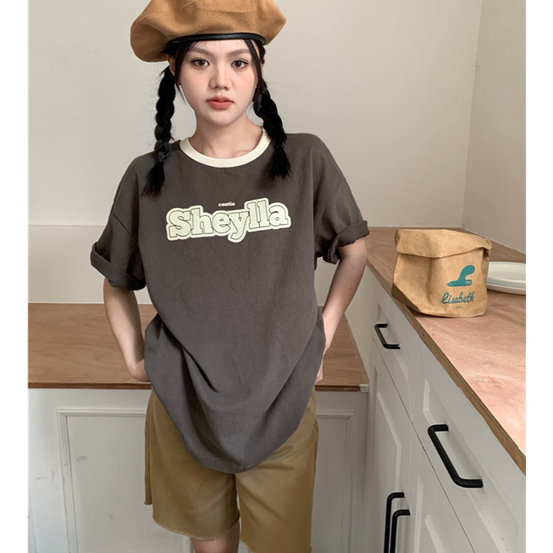 Áo Thun Nữ Cổ Tròn Ngắn Tay In Chữ