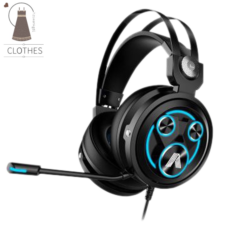 Computer Game Headphone 3.5 Track Esports Headphone Heavy Bass LED Headphone with Microphone