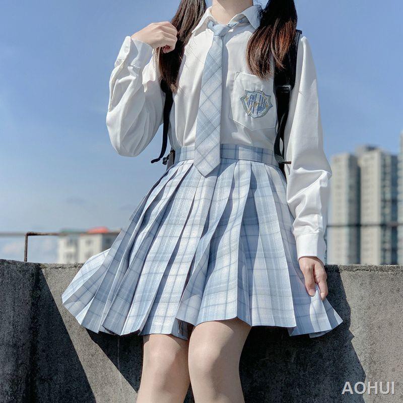 | | Đồng phục JK Nhật Bản váy xếp ly kết hợp tất cả phụ kiện đồng phục thắt nơ cô gái tươi trẻ và mềm mại định vị váy