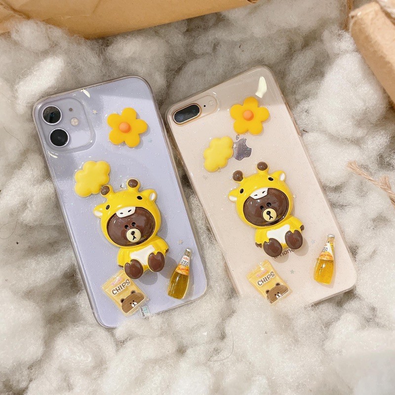 ốp lưng iphone hoạ tiết gấu brown nổi 3d kute | BigBuy360 - bigbuy360.vn