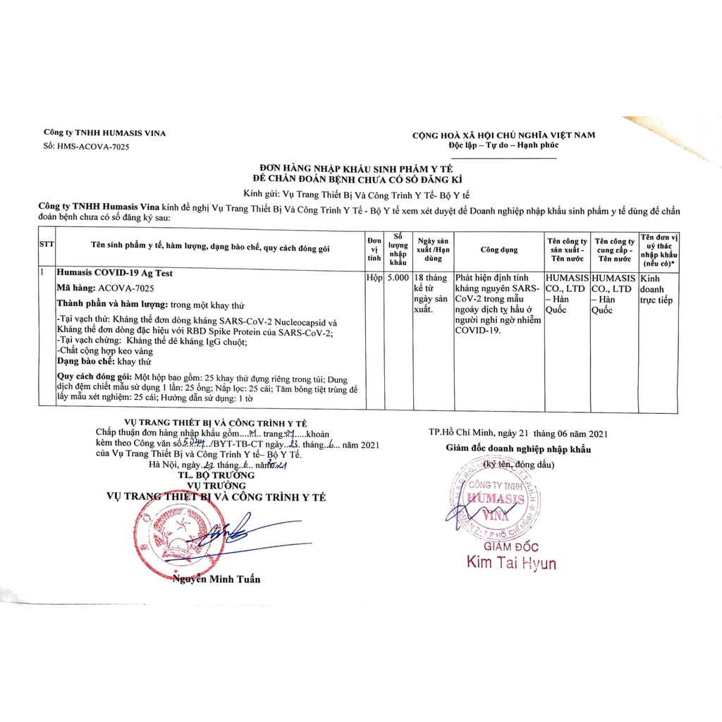 [Hỏa tốc] Dụng cụ tự xét nghiệm nhanh tại nhà Test mũi không đau HUMASIS Hàn Quốc, H/25 test - Chính xác 100%