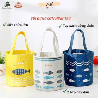 Túi Đựng Hộp Cơm Trưa Con Cá Hình Trụ - Có Dây Rút - Có Sức Chứa Lớn
