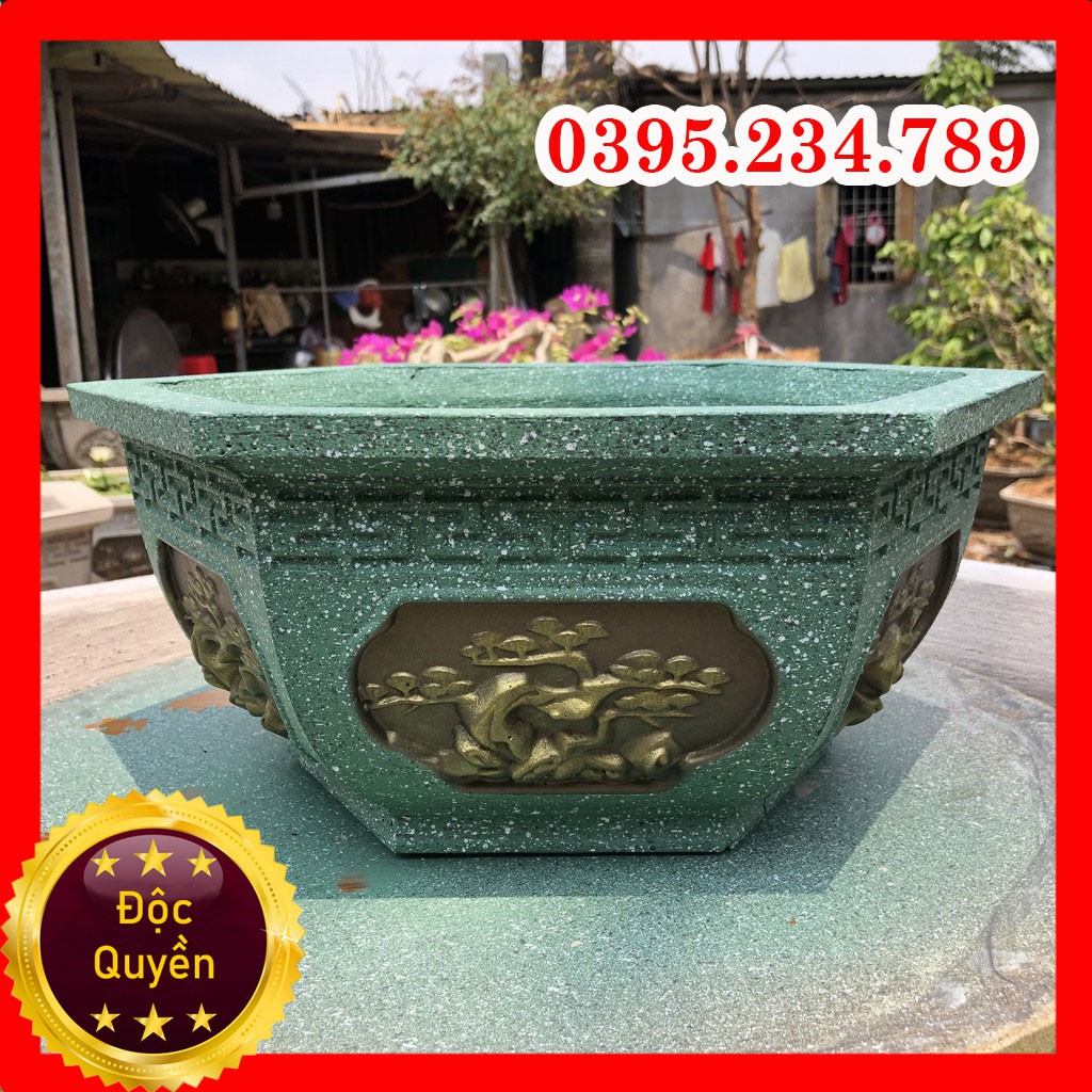 Khuôn Đúc Chậu Cảnh ABS Lục Giác 35 Mẫu Họa Tiết Cây Tùng Kích Thước Phủ Bì 35cm Cao 18cm