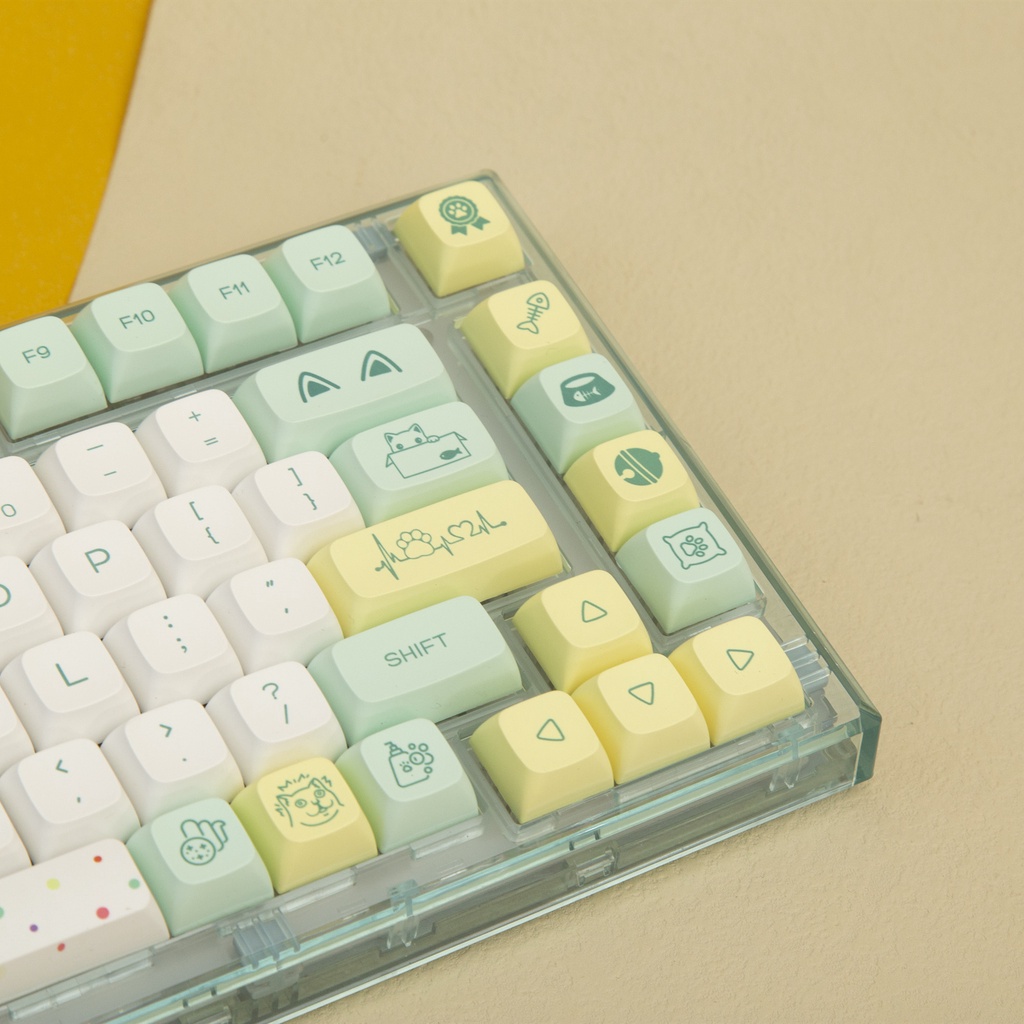 Weird cat keycaps XDA profile Dye-Sublimation PBT keycap Nắp Phím PBT Hình Mèo Sáng Tạo 131 Phím