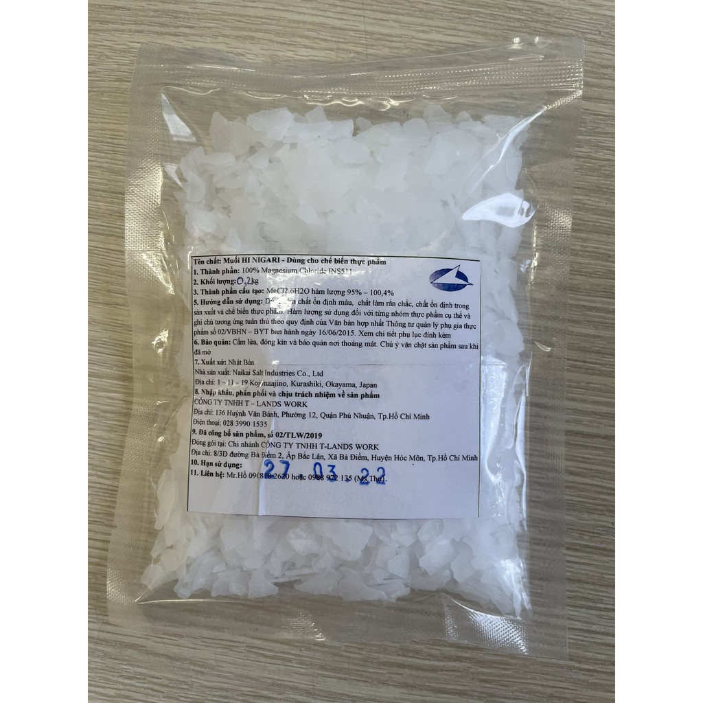 Muối Nigari Nhật Bản 200g (vảy) đông tụ đậu hũ siêu ngon béo Nhập khẩu từ Nhật Bản