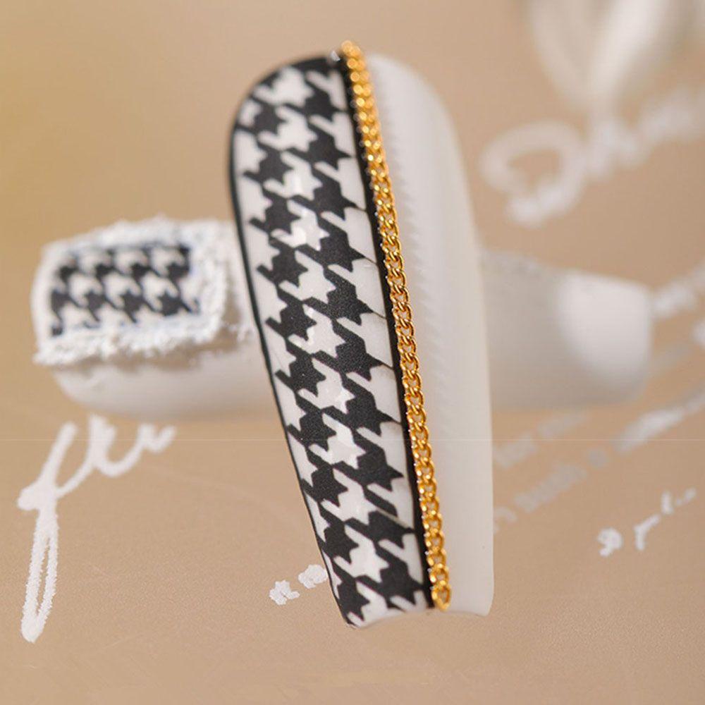 Miếng Dán Trang Trí Móng Tay 3D Tự Dính Chống Thấm Nước Họa Tiết Houndstooth Gợi Cảm