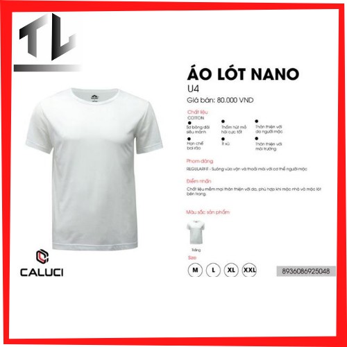 Áo lót nam có tay Nano cotton 100%,mã U4