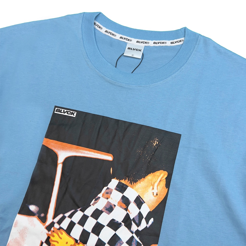 áo thun BLVCK, in họa tiết Racing Vintage T-shirt 2 màu Babyblue/ Trắng