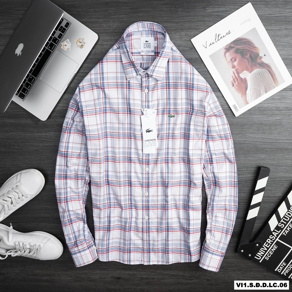 Aó sơ mi NAM kẻ Caro Lacoste (Form Slim,chất vải cotton dệt,thấm hút mồ hôi,thoáng mát,hàng VNXK) | BigBuy360 - bigbuy360.vn
